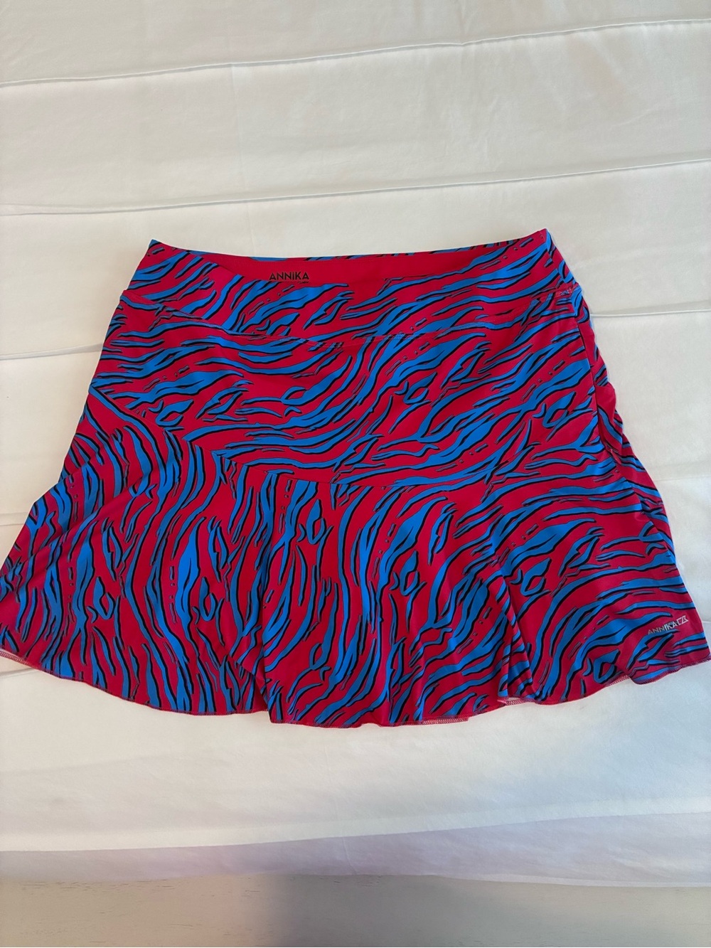ANNIKA Pink and Blue Zebra-Print Skater Skirt